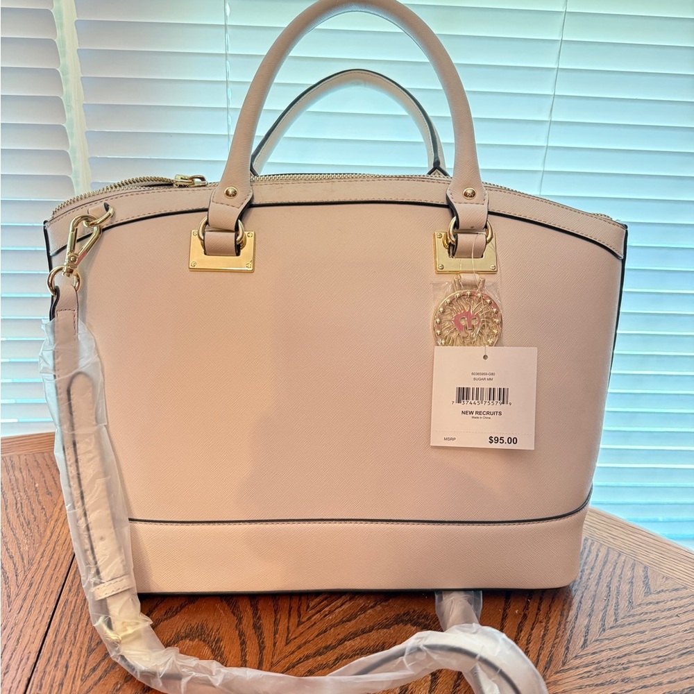 Anne Klein Satchel Tote Bag Purse Elegant Cream Handbag